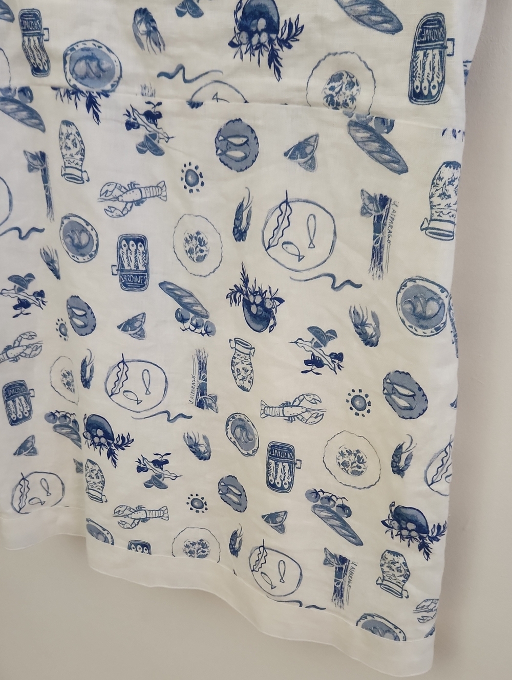Abercrombie & Fitch Linen Lined Coastal Lobster Sea Mini Blue White Dress XLP - Picture 6 of 11